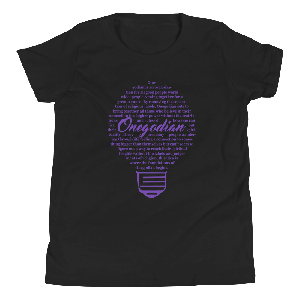 The Onegodian Idea - Youth Short Sleeve T-Shirt - Purple Lightbulb - Image 3