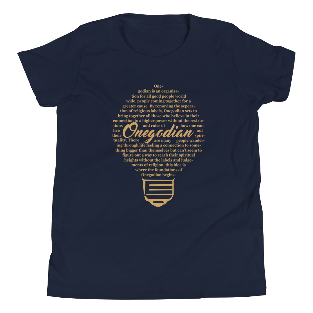The Onegodian Idea - Youth Short Sleeve T-Shirt - Gold Lightbulb - Image 4