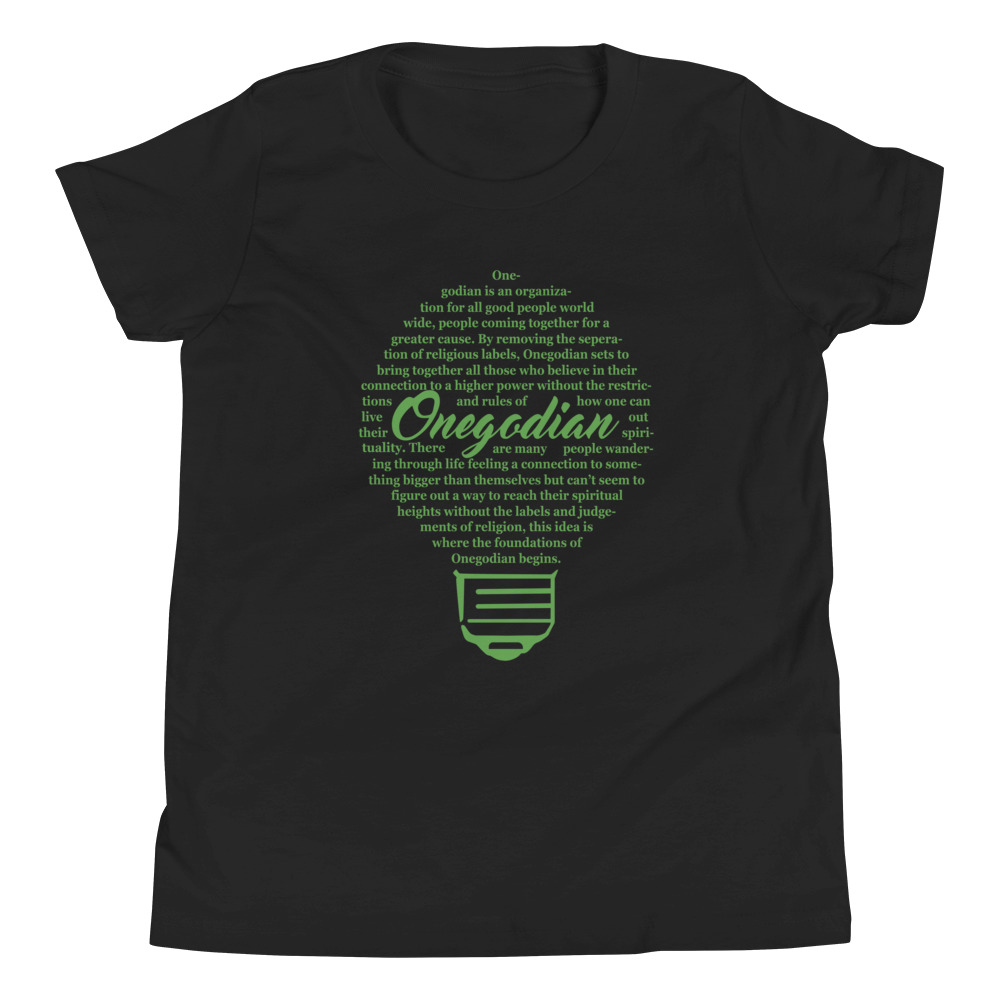 The Onegodian Idea - Youth Short Sleeve T-Shirt - Green Lightbulb - Image 4