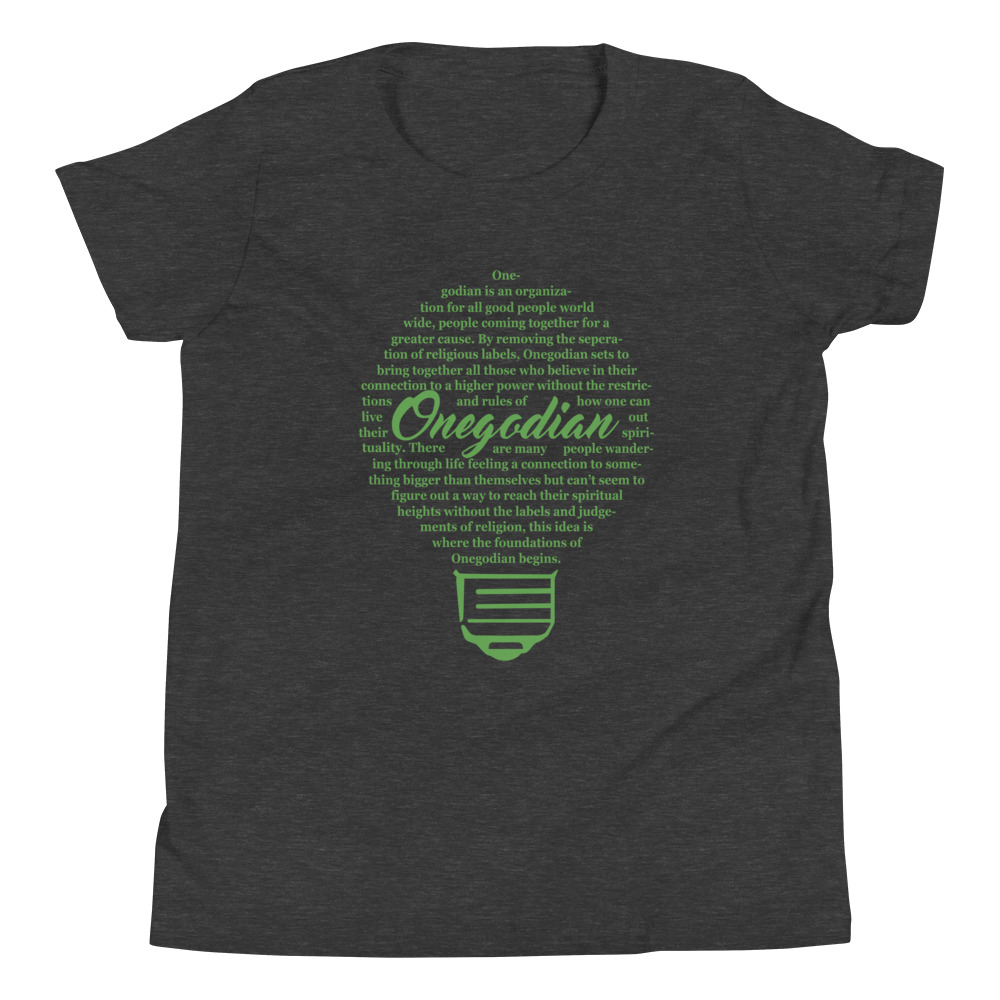 The Onegodian Idea - Youth Short Sleeve T-Shirt - Green Lightbulb - Image 2