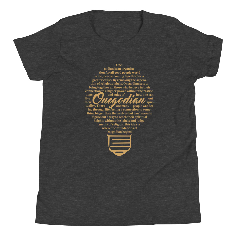 The Onegodian Idea - Youth Short Sleeve T-Shirt - Gold Lightbulb - Image 3