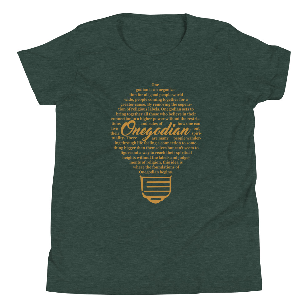 The Onegodian Idea - Youth Short Sleeve T-Shirt - Gold Lightbulb - Image 2