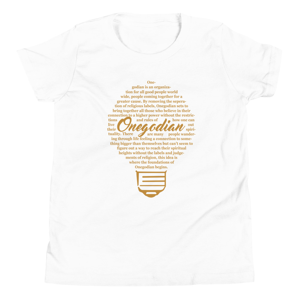 The Onegodian Idea - Youth Short Sleeve T-Shirt - Gold Lightbulb