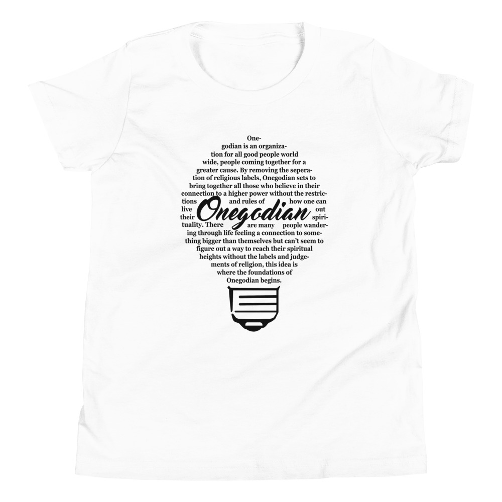 The Onegodian Idea - Youth Short Sleeve T-Shirt - Black Lightbulb