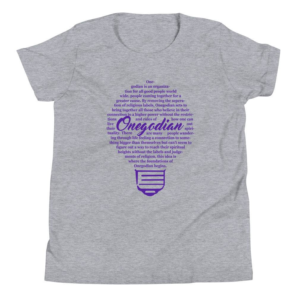 The Onegodian Idea - Youth Short Sleeve T-Shirt - Purple Lightbulb - Image 2