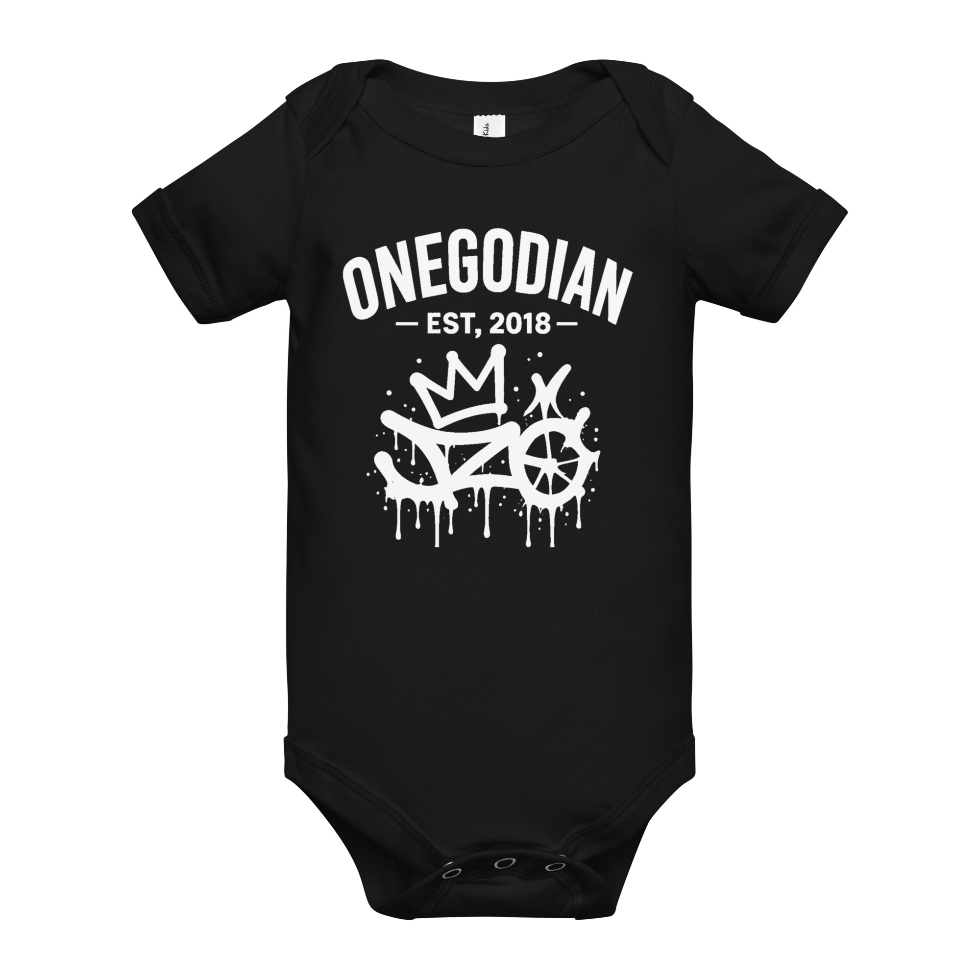 ONEGODIAN: New King – Baby short sleeve one piece – White - Image 2
