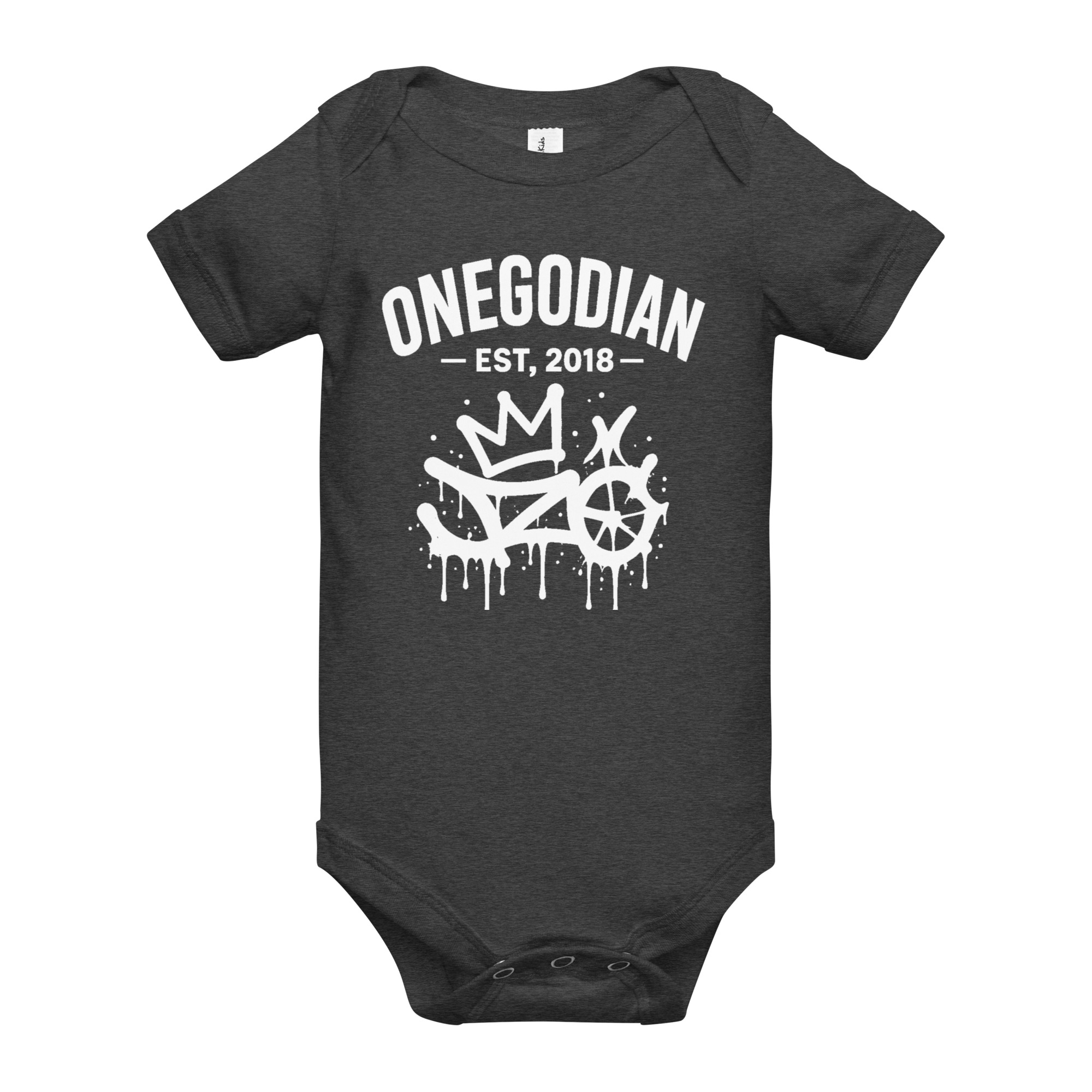 ONEGODIAN: New King – Baby short sleeve one piece – White