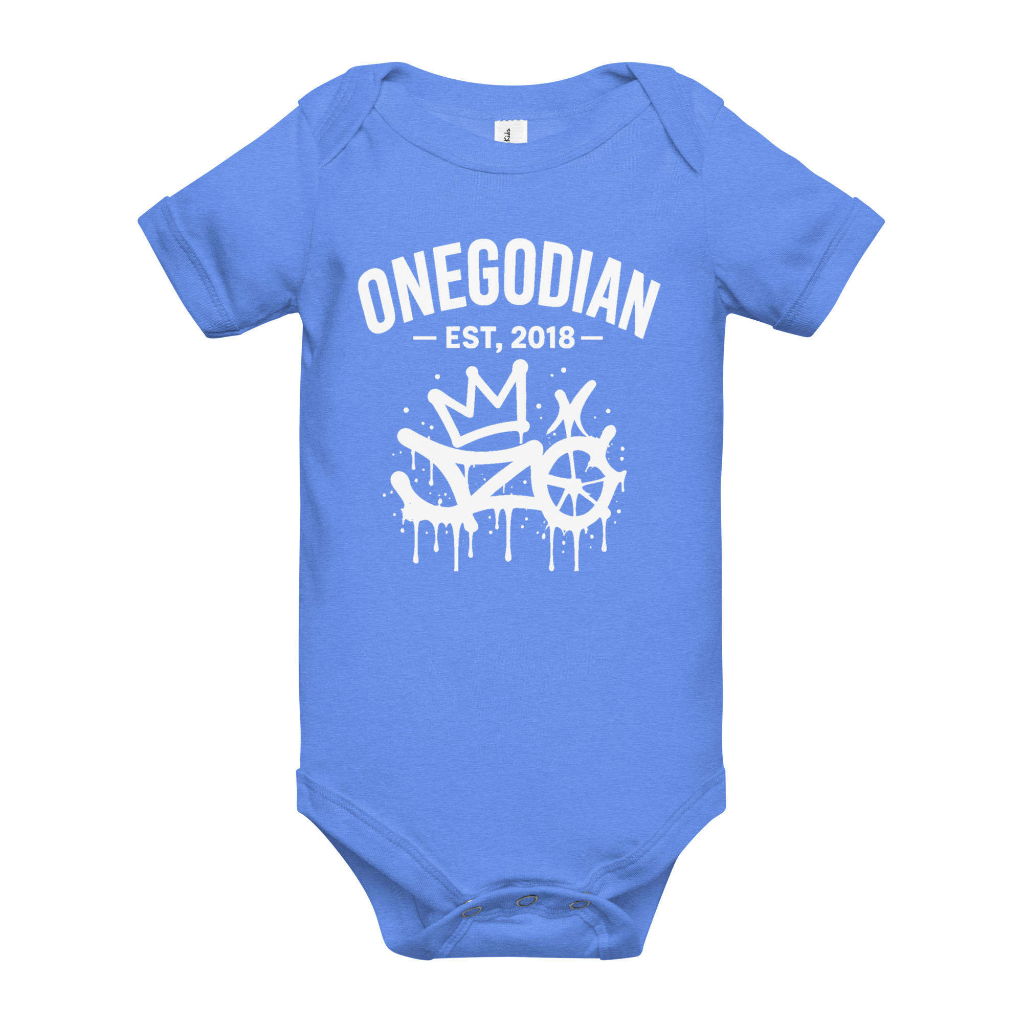 ONEGODIAN: New King – Baby short sleeve one piece – White - Image 3