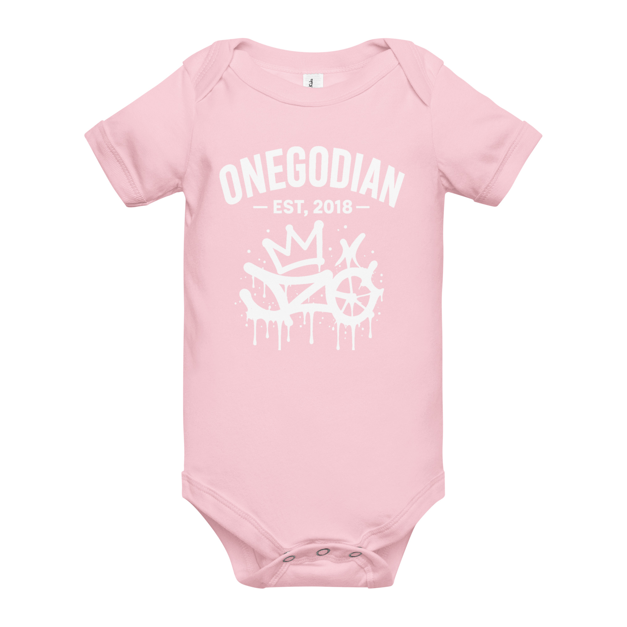 ONEGODIAN: New King – Baby short sleeve one piece – White - Image 5