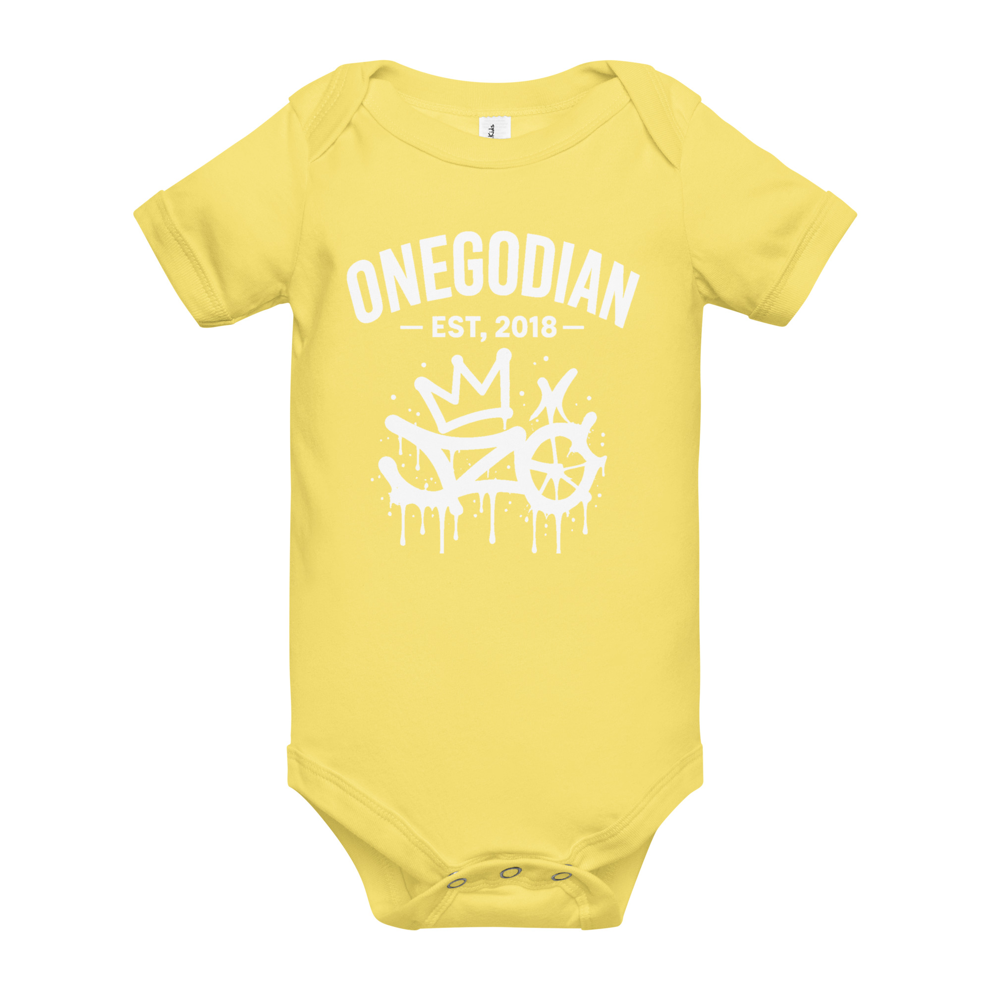 ONEGODIAN: New King – Baby short sleeve one piece – White - Image 6