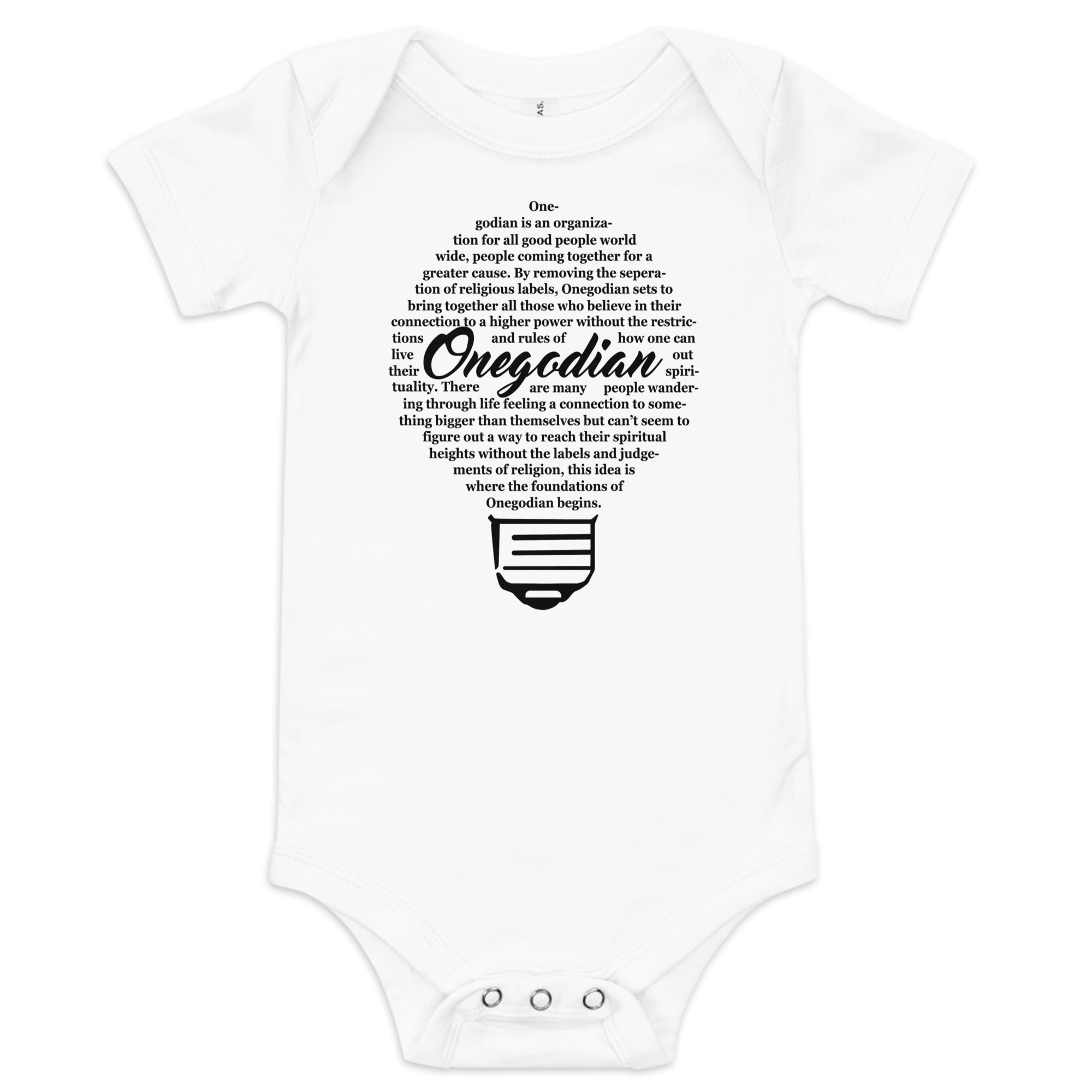 The Onegodian Idea – Baby Short Sleeve One Piece – Black Lightbulb - Image 4