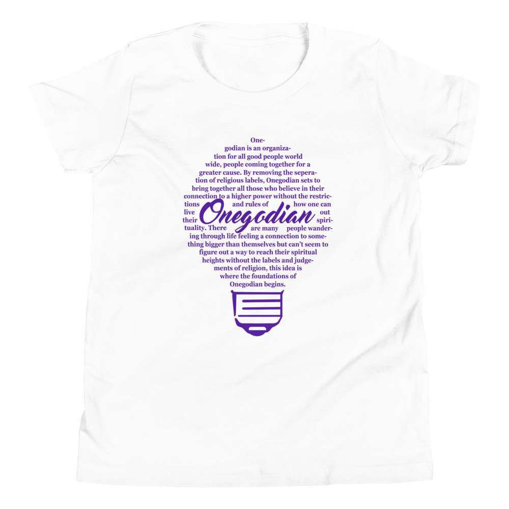 The Onegodian Idea - Youth Short Sleeve T-Shirt - Purple Lightbulb
