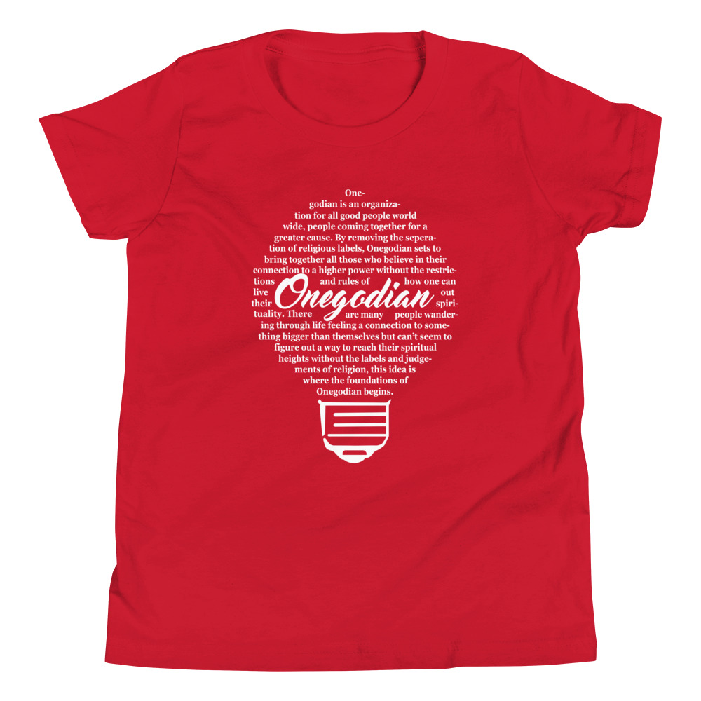 The Onegodian Idea - Youth Short Sleeve T-Shirt - White Lightbulb - Image 7