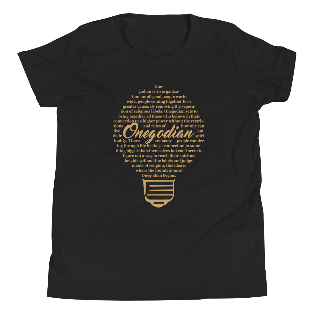 The Onegodian Idea - Youth Short Sleeve T-Shirt - Gold Lightbulb - Image 5