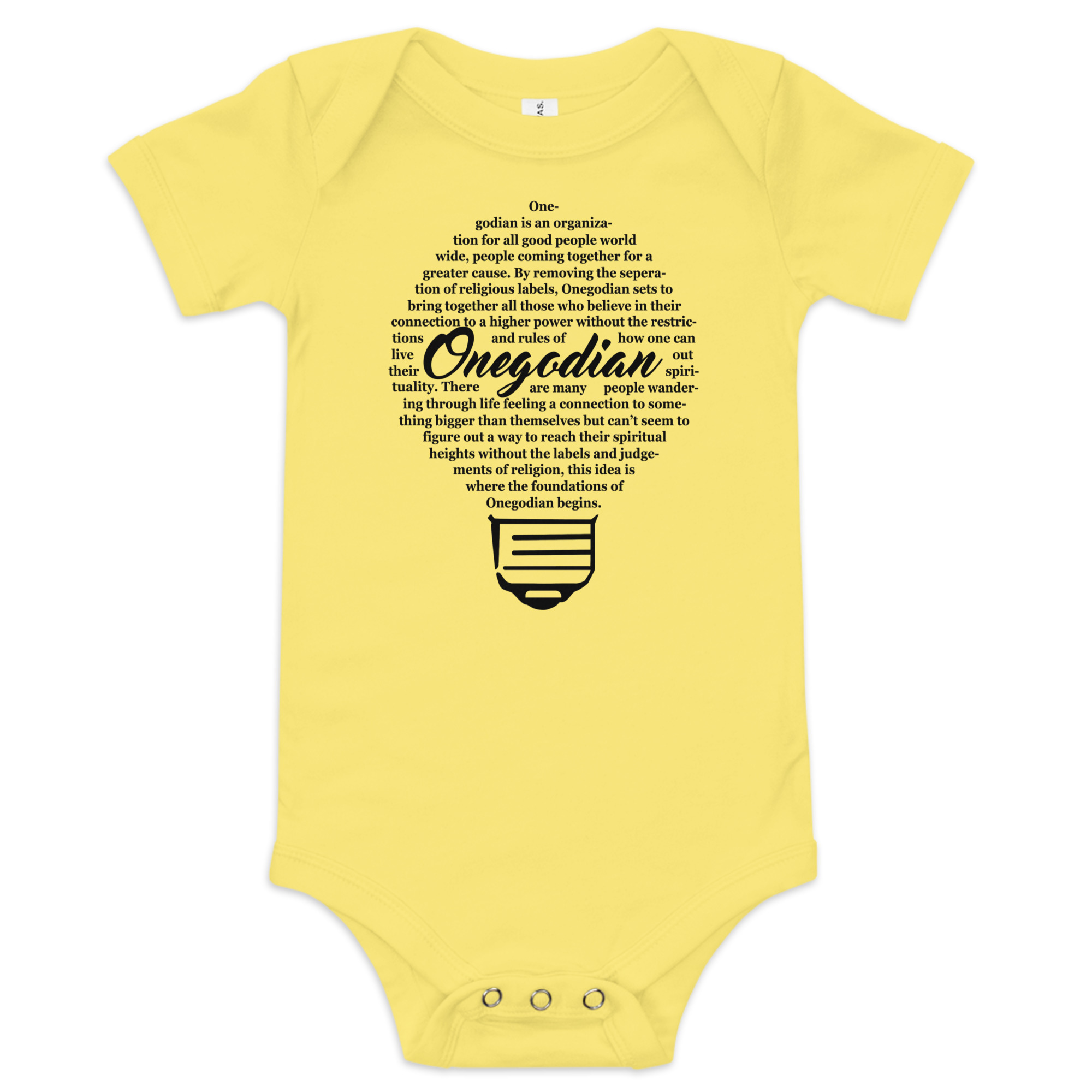 The Onegodian Idea – Baby Short Sleeve One Piece – Black Lightbulb - Image 3