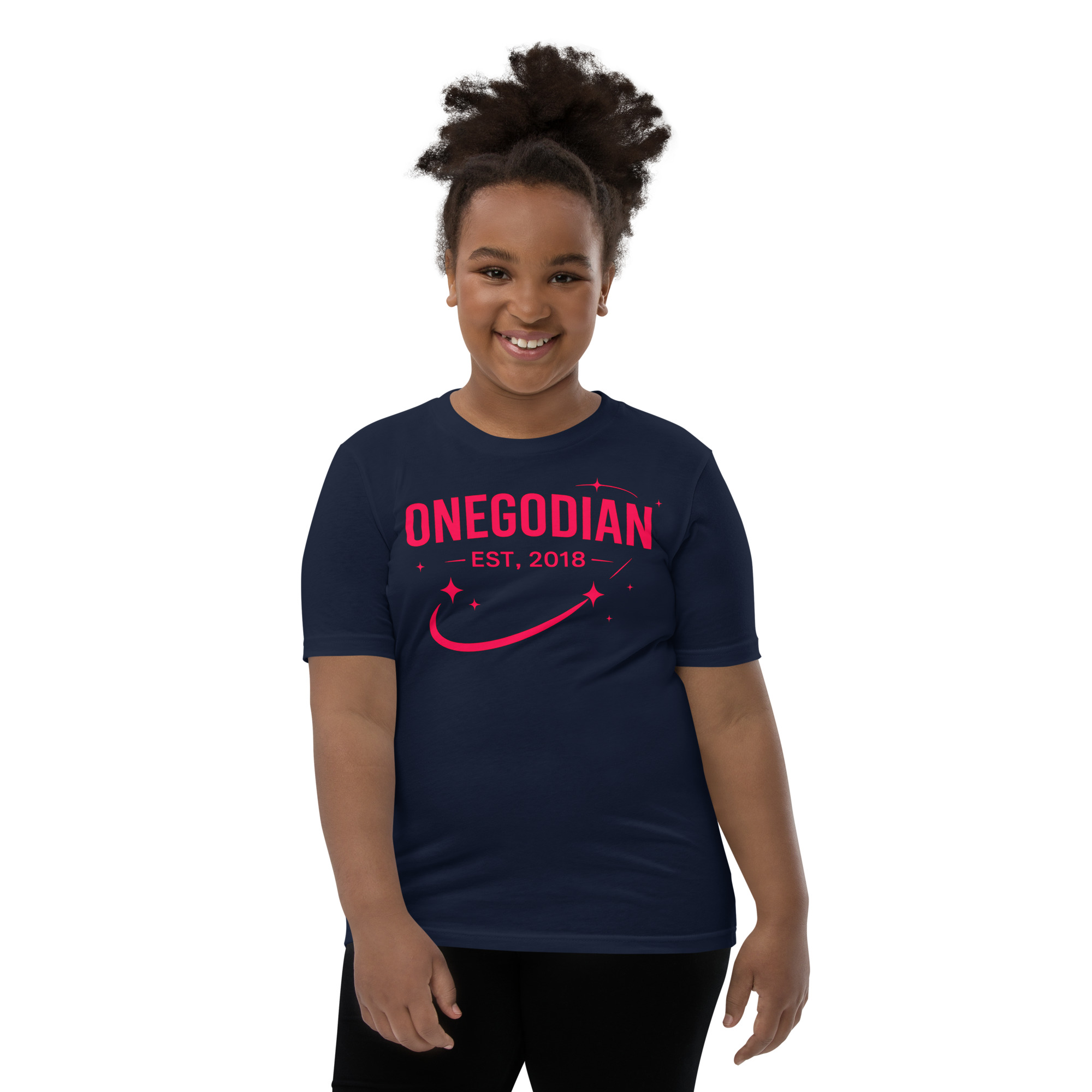 ONEGODIAN: Shooting Star – Youth Short Sleeve T-Shirt – Pink - Image 4