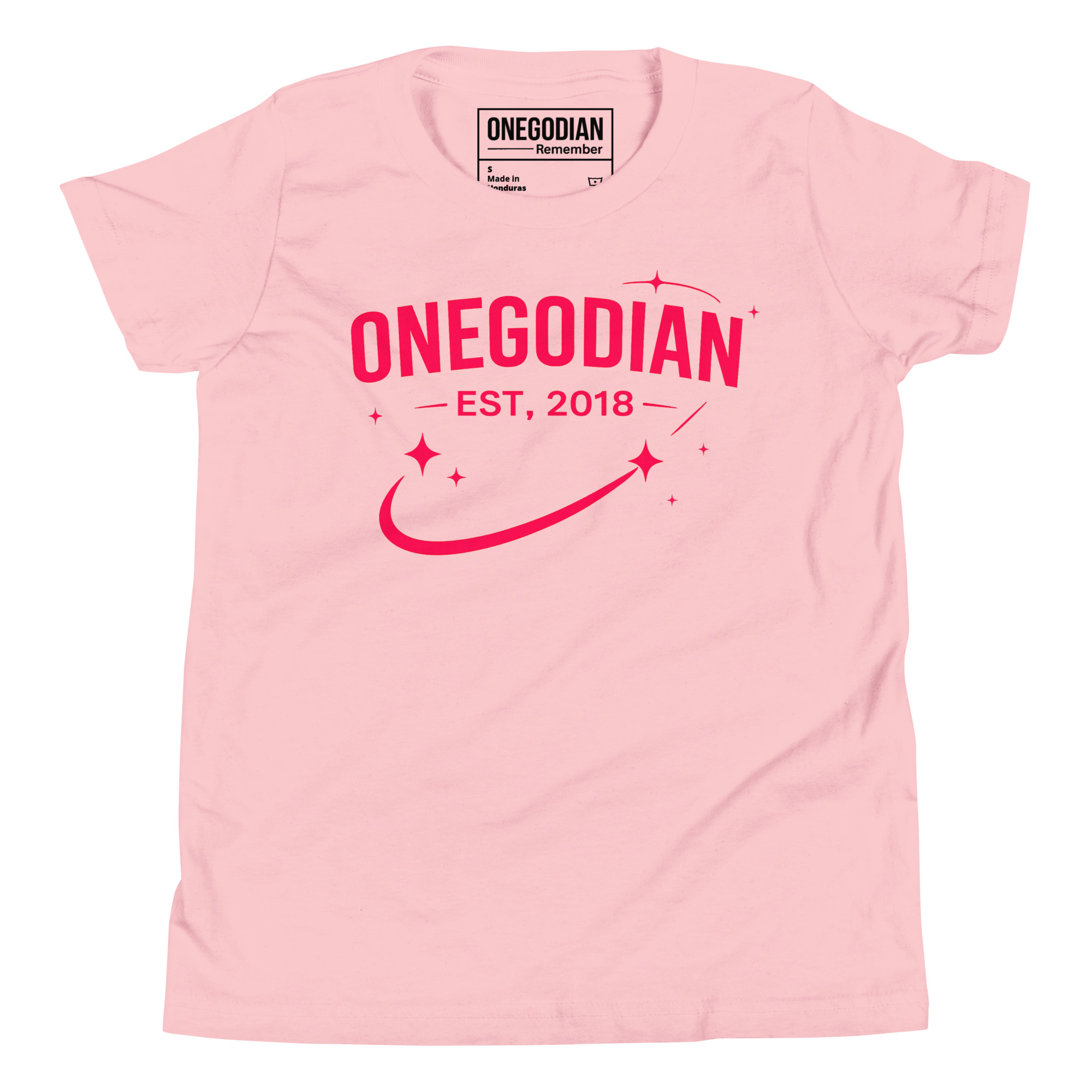 ONEGODIAN: Shooting Star – Youth Short Sleeve T-Shirt – Pink - Image 8