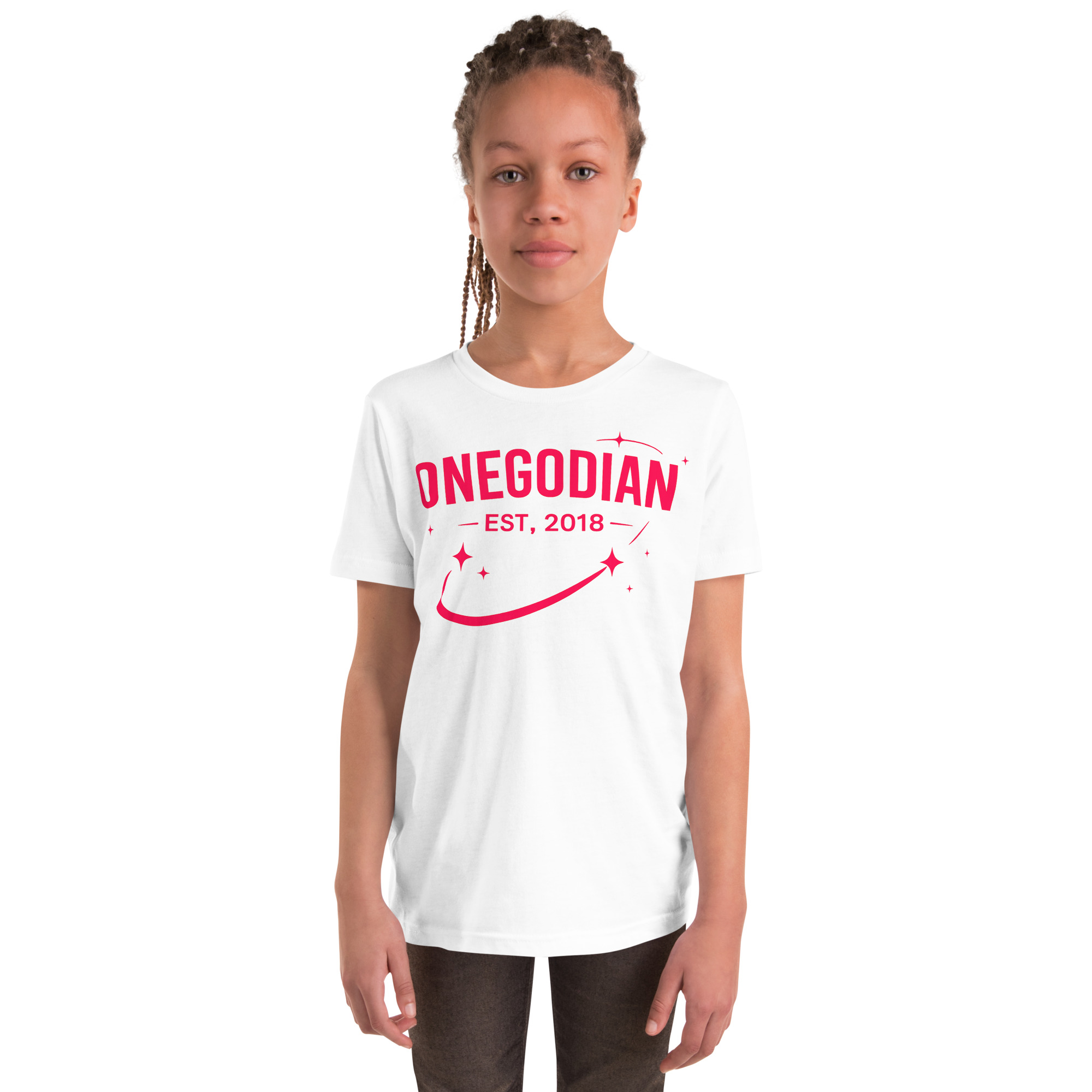 ONEGODIAN: Shooting Star – Youth Short Sleeve T-Shirt – Pink - Image 2