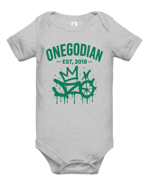 ONEGODIAN: New King – Baby short sleeve one piece – Green