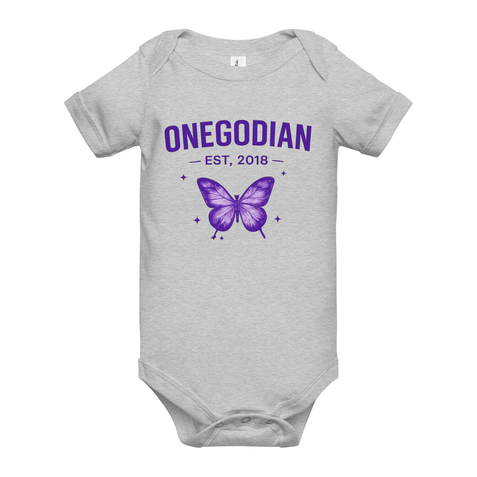 ONEGODIAN: Butterfly – Baby short sleeve one piece – Purple - Image 5