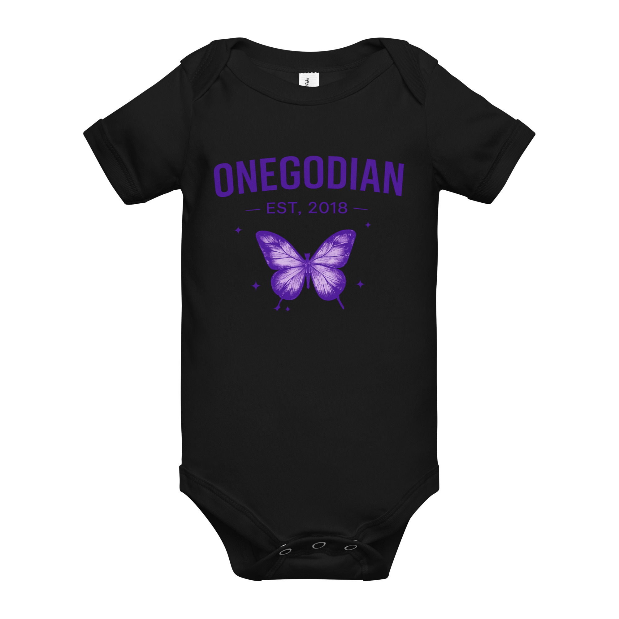 ONEGODIAN: Butterfly – Baby short sleeve one piece – Purple - Image 2