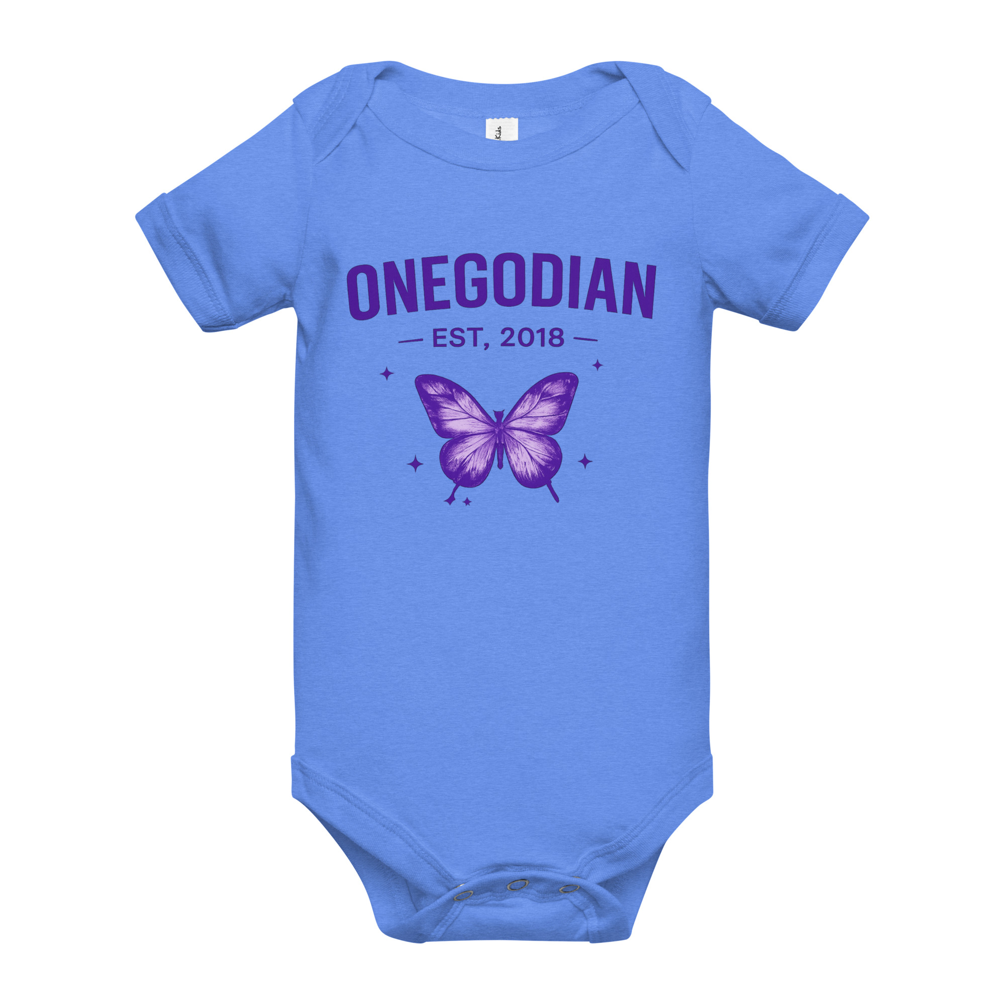 ONEGODIAN: Butterfly – Baby short sleeve one piece – Purple - Image 4