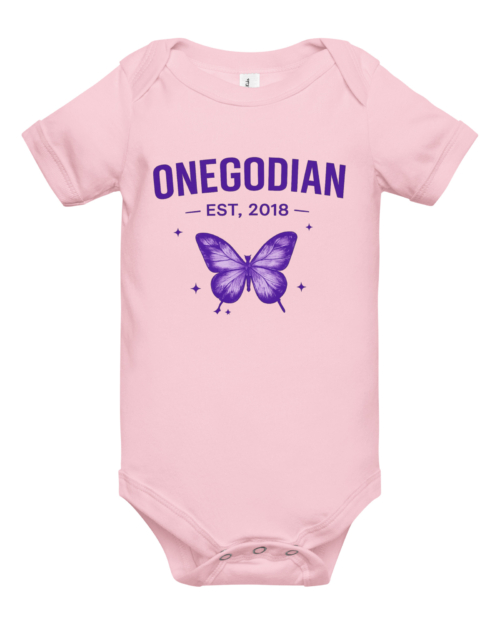 ONEGODIAN: Butterfly – Baby short sleeve one piece – Purple