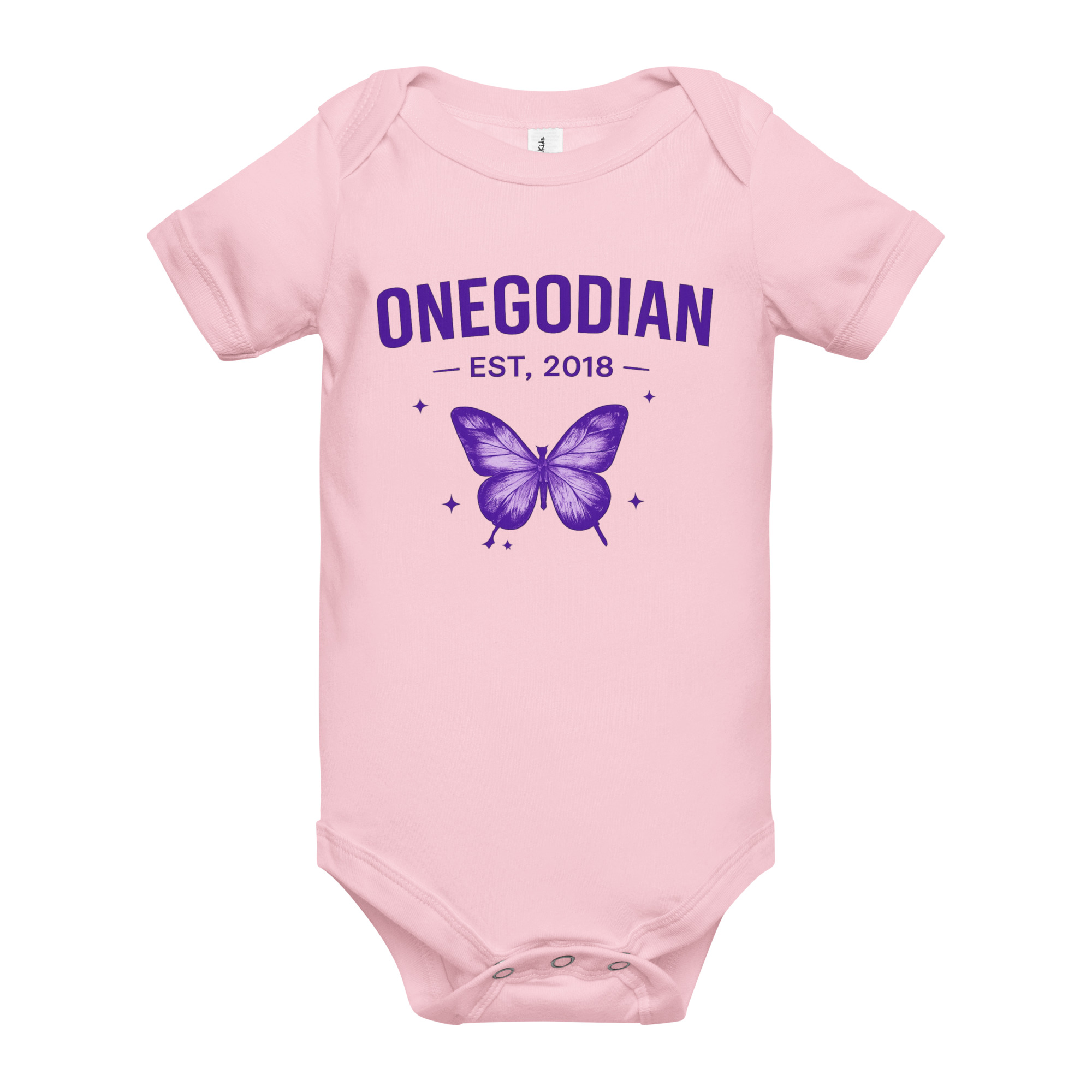 ONEGODIAN: Butterfly – Baby short sleeve one piece – Purple