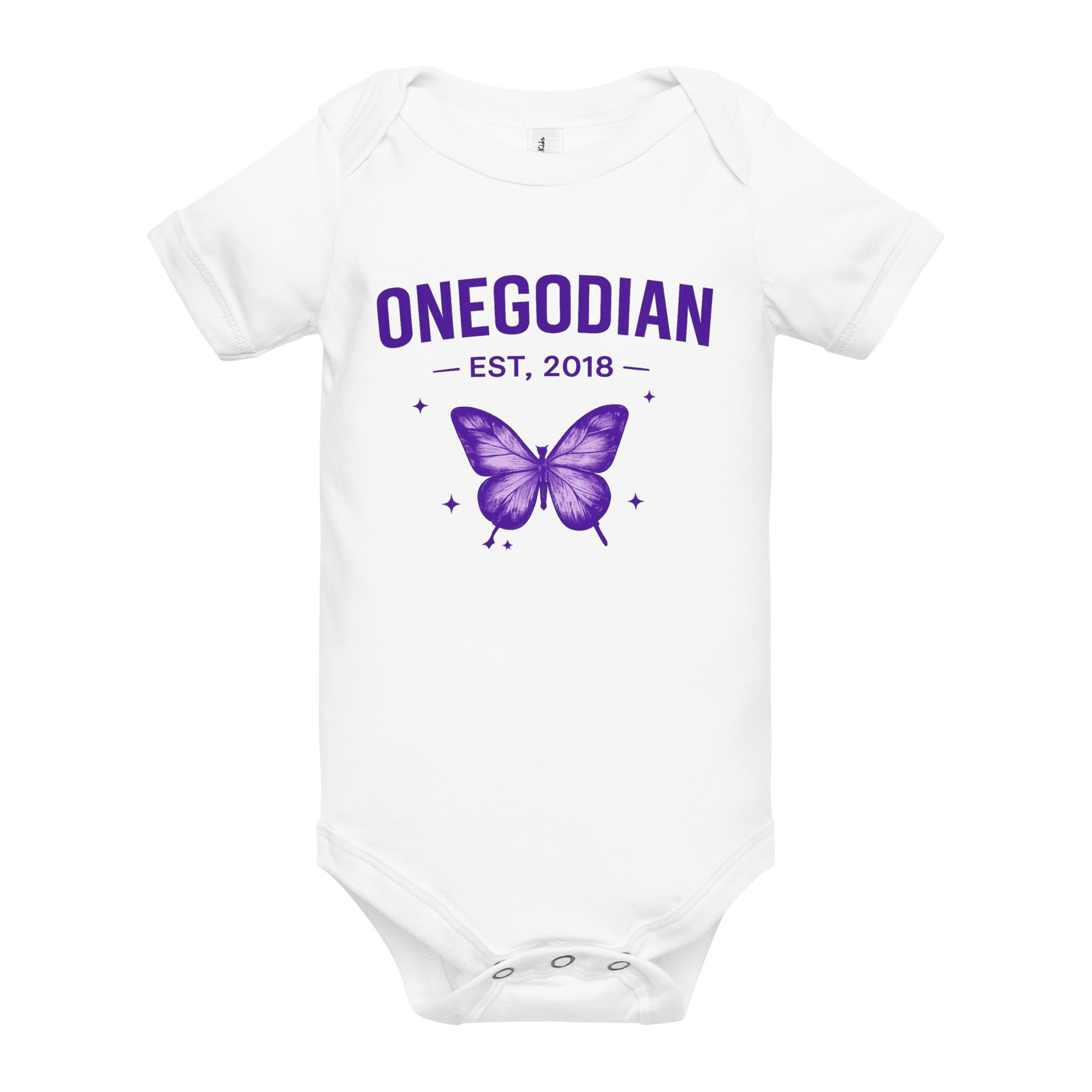 ONEGODIAN: Butterfly – Baby short sleeve one piece – Purple - Image 7