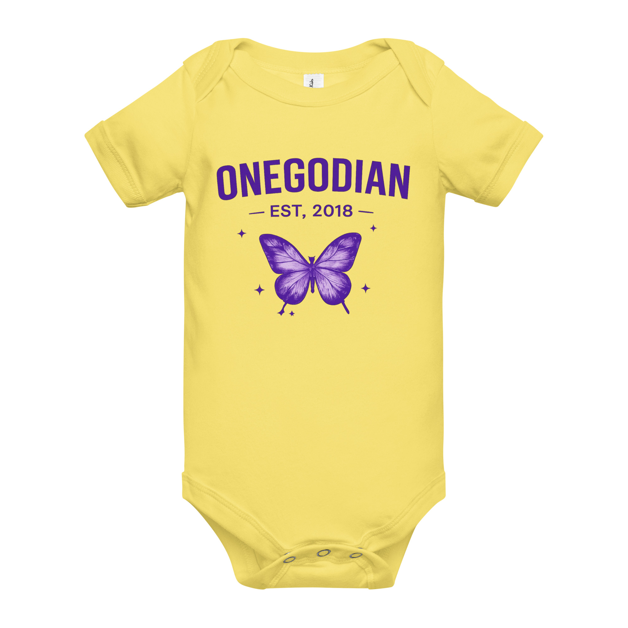 ONEGODIAN: Butterfly – Baby short sleeve one piece – Purple - Image 6
