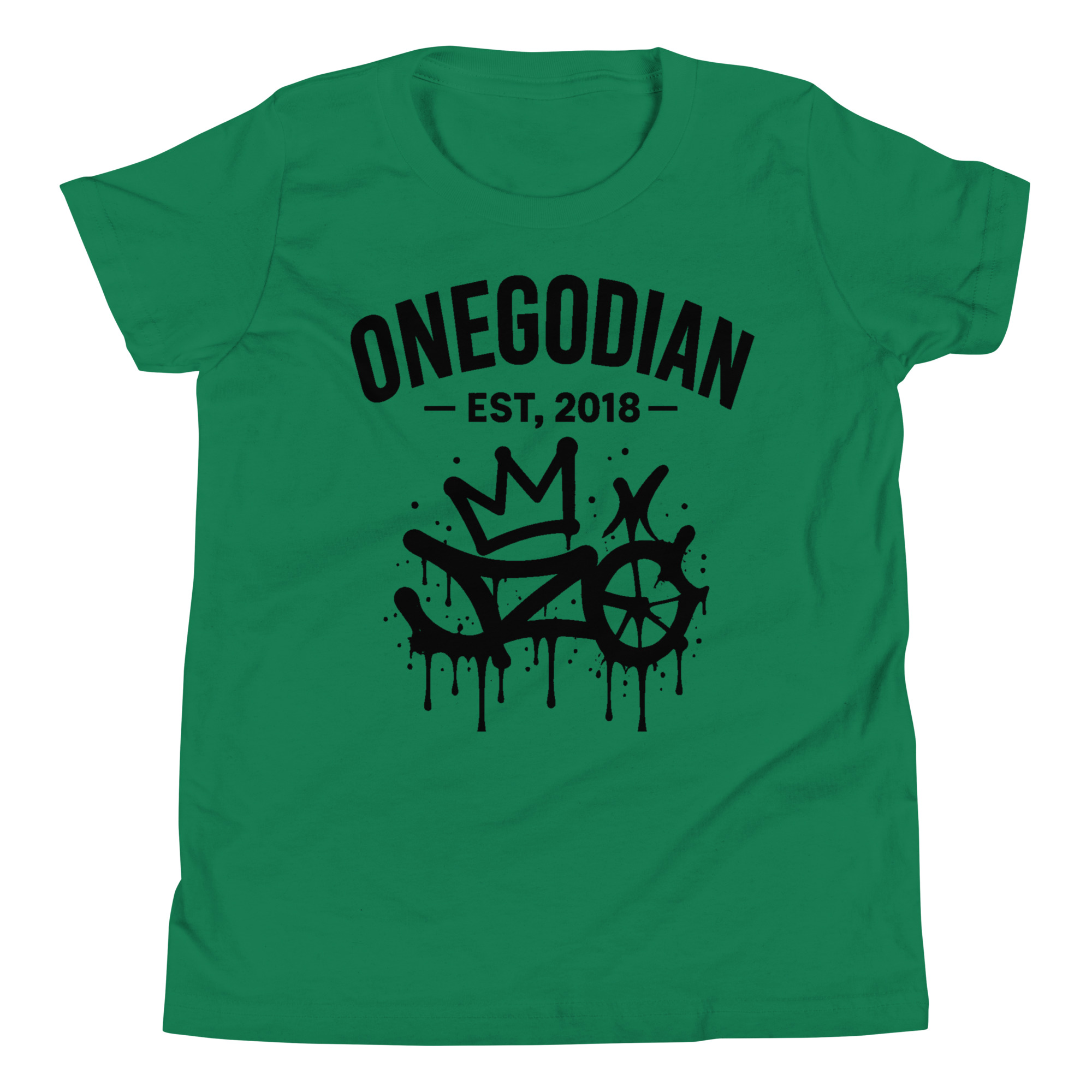ONEGODIAN: New King – Youth Short Sleeve T-Shirt – Black - Image 7