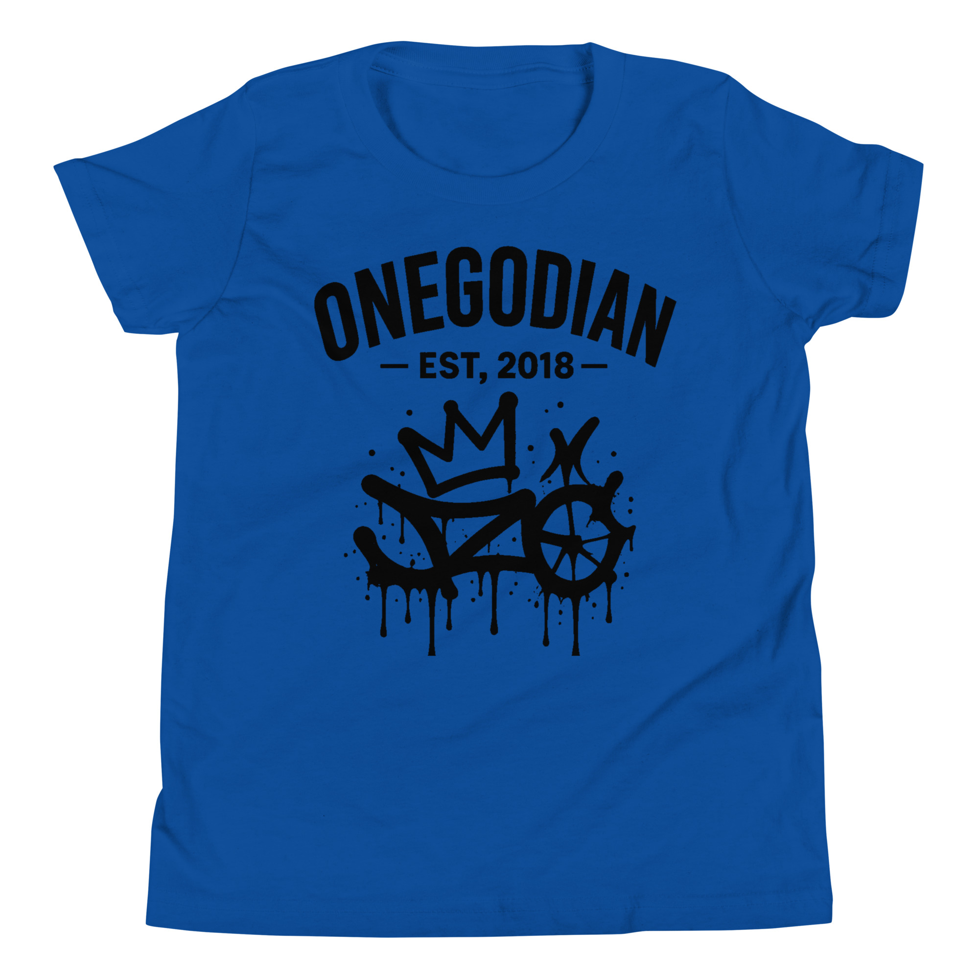 ONEGODIAN: New King – Youth Short Sleeve T-Shirt – Black - Image 3